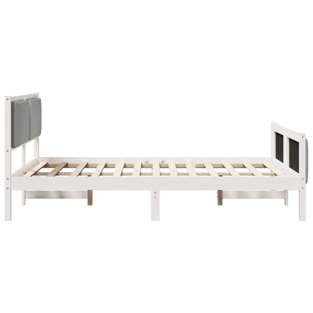 Bettgestell Weiß und Hellgrau 135 x 190 cm Massivholz Kiefer