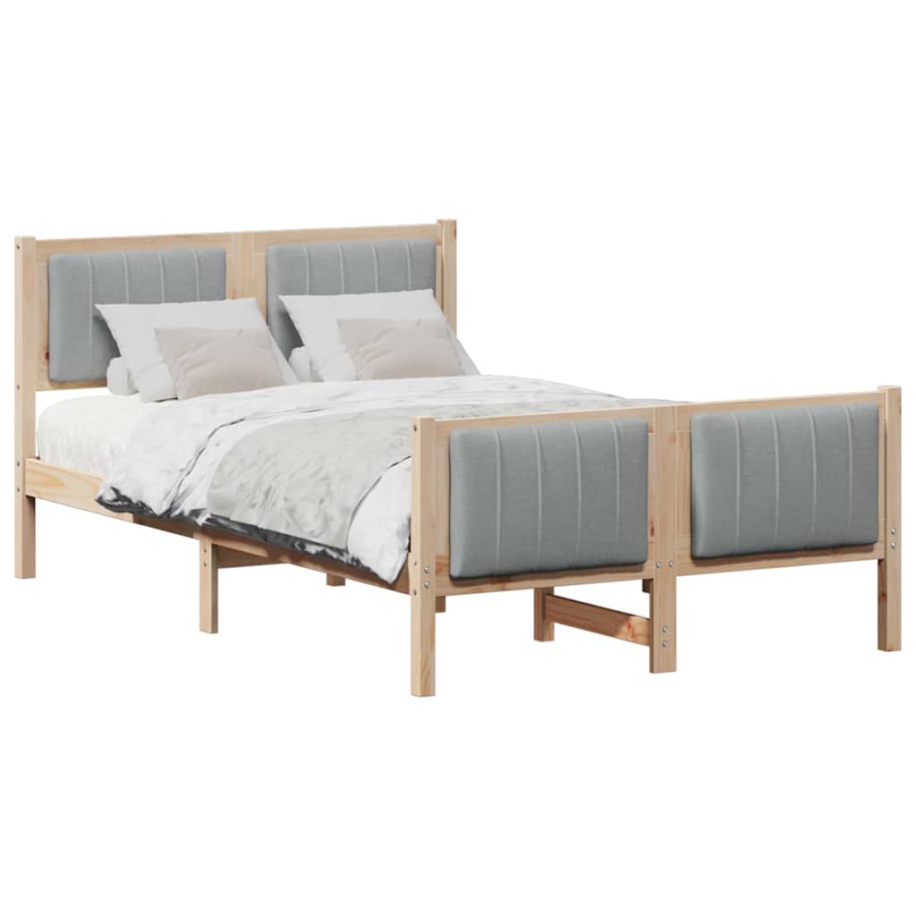 Bettgestell Braun und hellgrau 120 x 190 cm Massivholz Kiefer