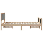 Bettgestell Braun und hellgrau 120 x 190 cm Massivholz Kiefer