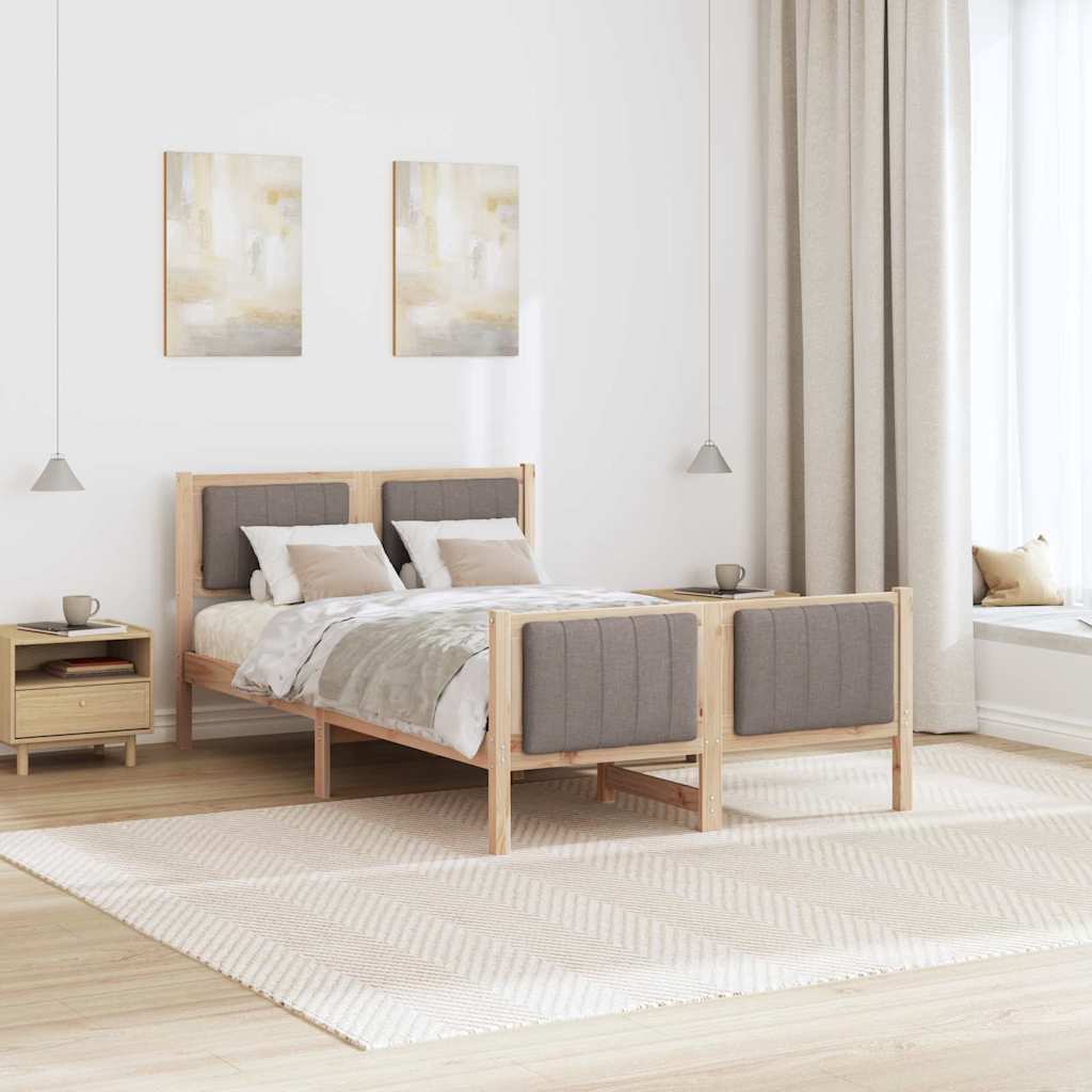 Bettgestell Braun und Taupe 120 x 190 cm Massivholz Kiefer