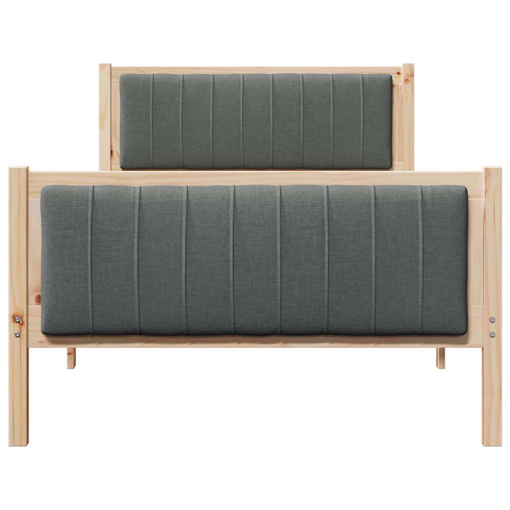 Bettgestell Braun und Dunkelgrau 100 x 200 cm Massivholz Kiefer