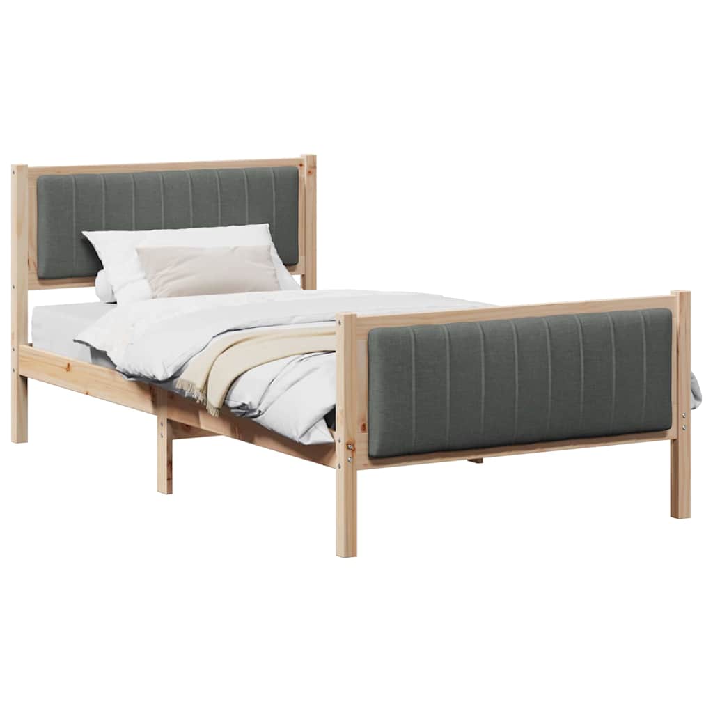 Bettgestell Braun und Dunkelgrau 100 x 200 cm Massivholz Kiefer