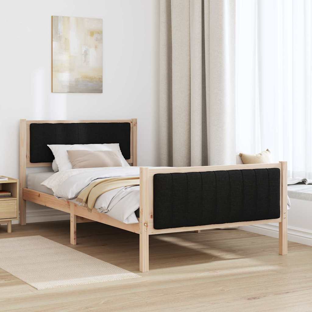 Bettgestell Braun und Schwarz 100 x 200 cm Massivholz Kiefer
