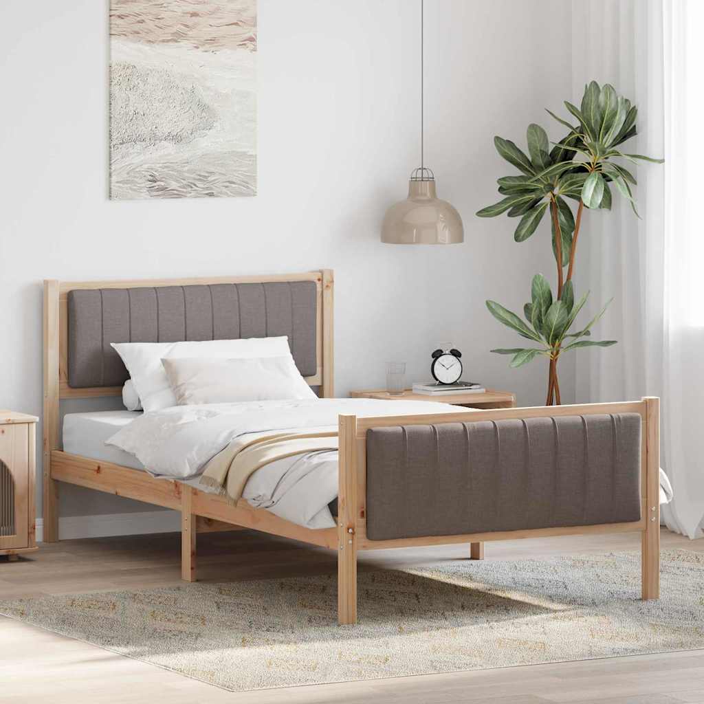 Bettgestell Braun und Taupe 100 x 200 cm Massivholz Kiefer