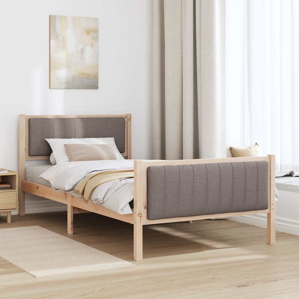 Bettgestell Braun und Taupe 100 x 200 cm Massivholz Kiefer