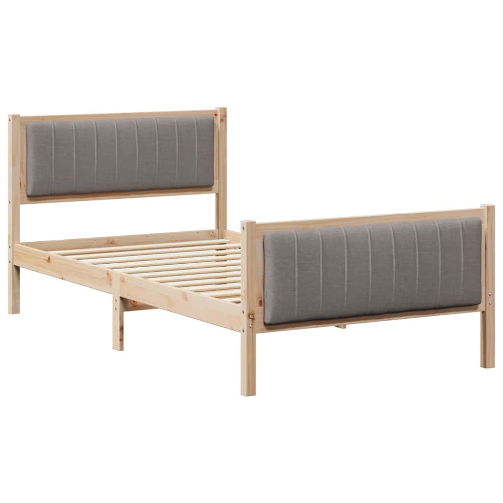 Bettgestell Braun und Taupe 100 x 200 cm Massivholz Kiefer