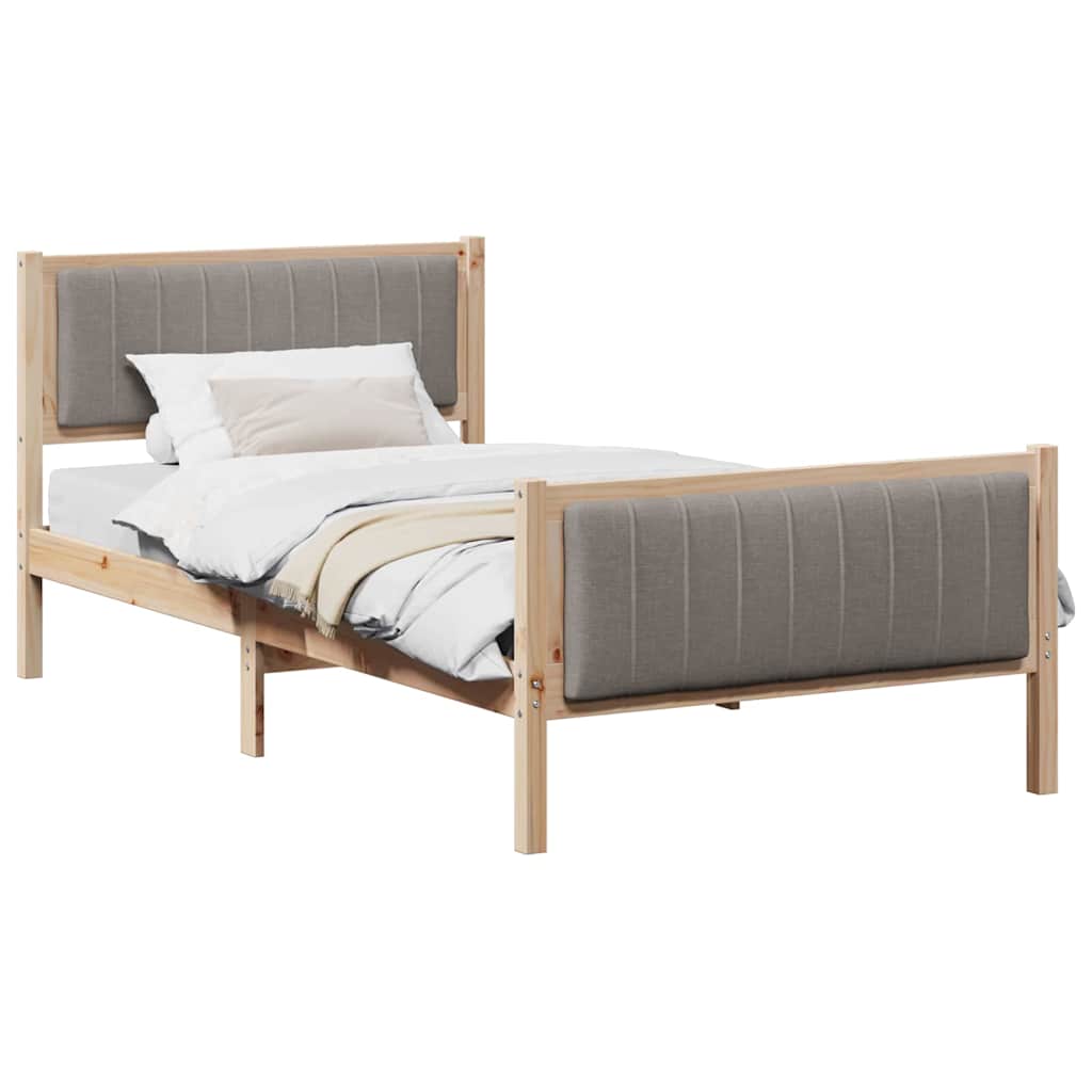 Bettgestell Braun und Taupe 100 x 200 cm Massivholz Kiefer