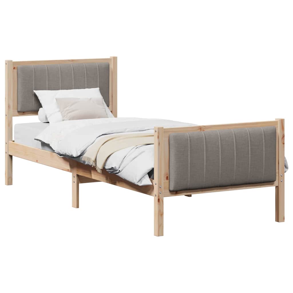 Bettgestell Braun und Taupe 80 x 200 cm Massivholz Kiefer