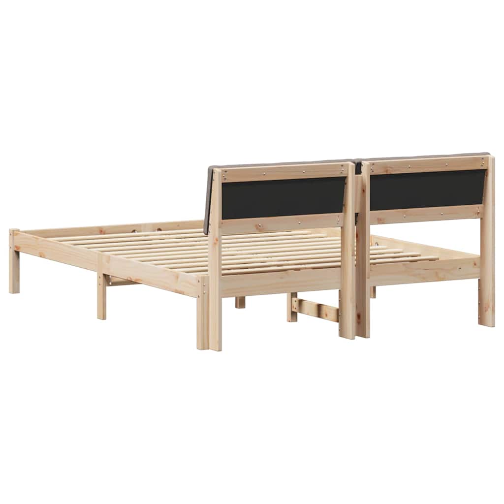 Bettgestell Braun und Taupe 140 x 200 cm Massivholz Kiefer