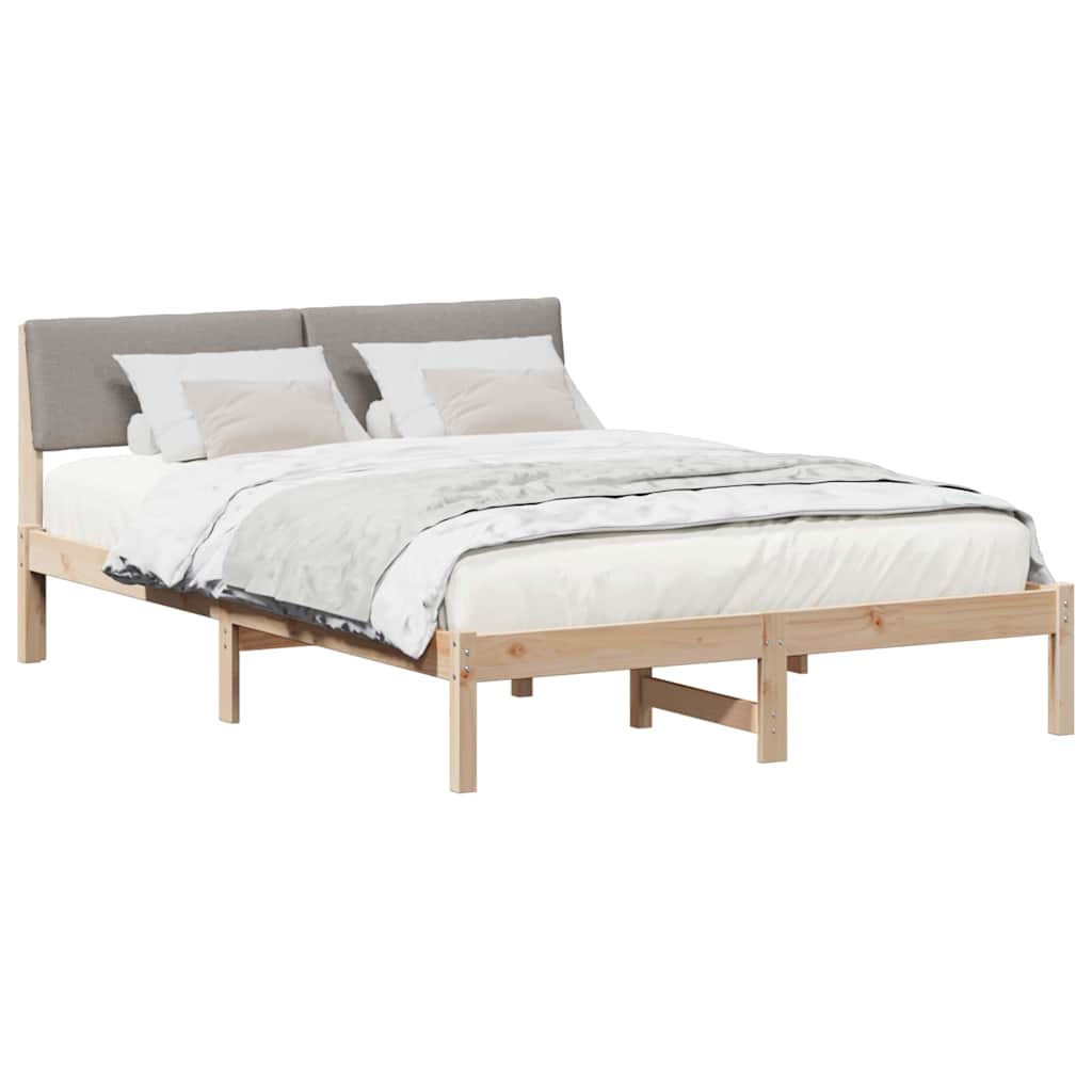 Bettgestell Braun und Taupe 140 x 200 cm Massivholz Kiefer
