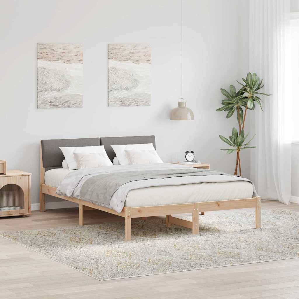 Bettgestell Braun und Taupe 140 x 190 cm Massivholz Kiefer