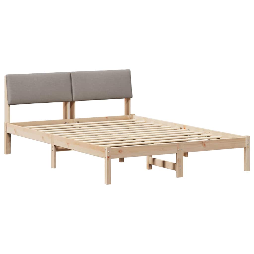 Bettgestell Braun und Taupe 140 x 190 cm Massivholz Kiefer