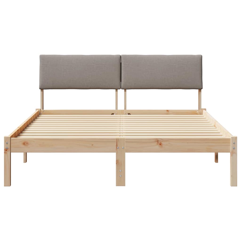 Bettgestell Braun und Taupe 140 x 190 cm Massivholz Kiefer