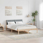 Bettgestell Braun und hellgrau 150 x 200 cm Massivholz Kiefer