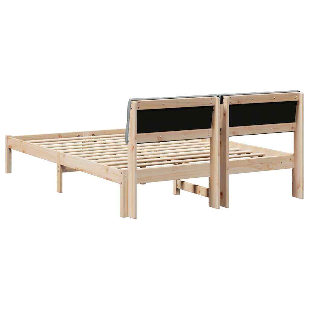Bettgestell Braun und hellgrau 150 x 200 cm Massivholz Kiefer