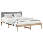 Bettgestell Braun und hellgrau 150 x 200 cm Massivholz Kiefer