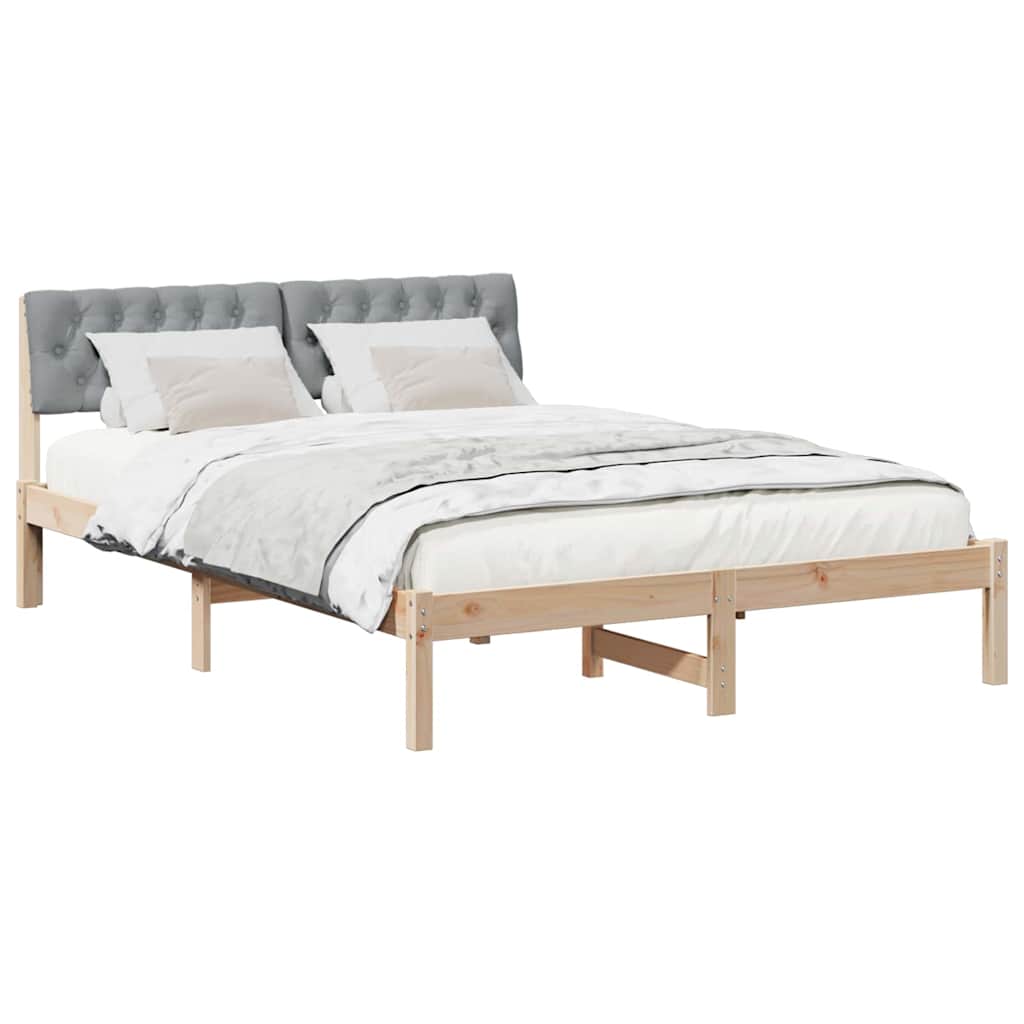 Bettgestell Braun und hellgrau 150 x 200 cm Massivholz Kiefer