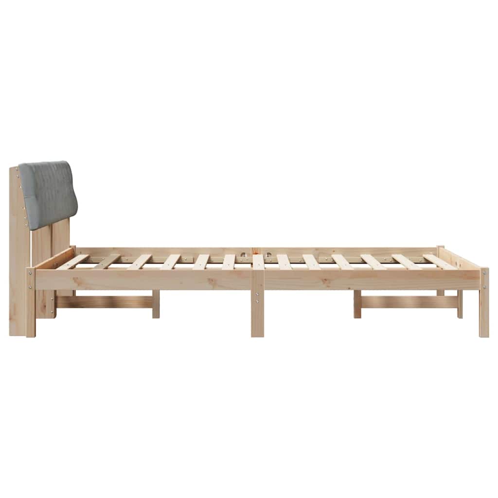Bettgestell Braun und hellgrau 150 x 200 cm Massivholz Kiefer