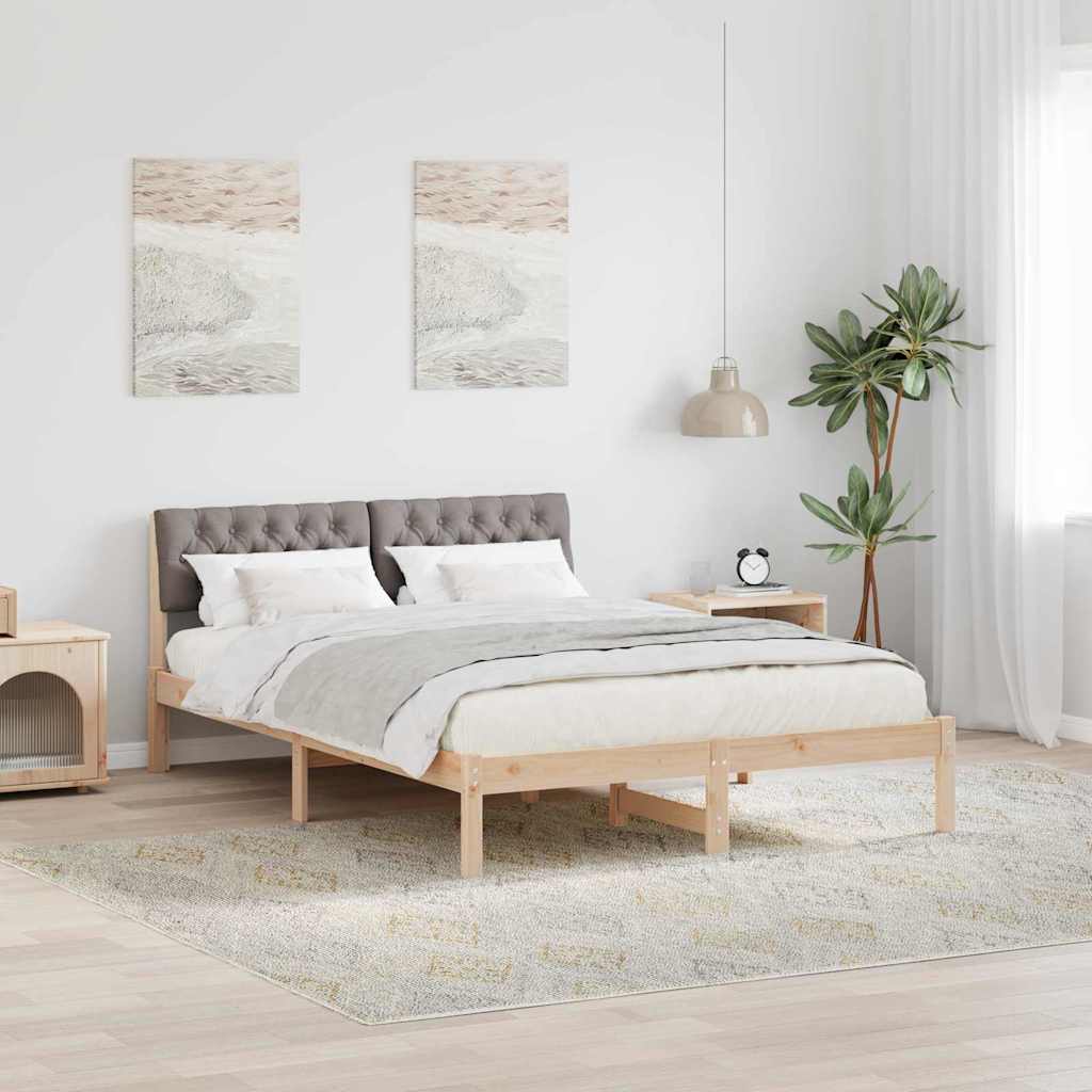 Bettgestell Braun und Taupe 140 x 200 cm Massivholz Kiefer