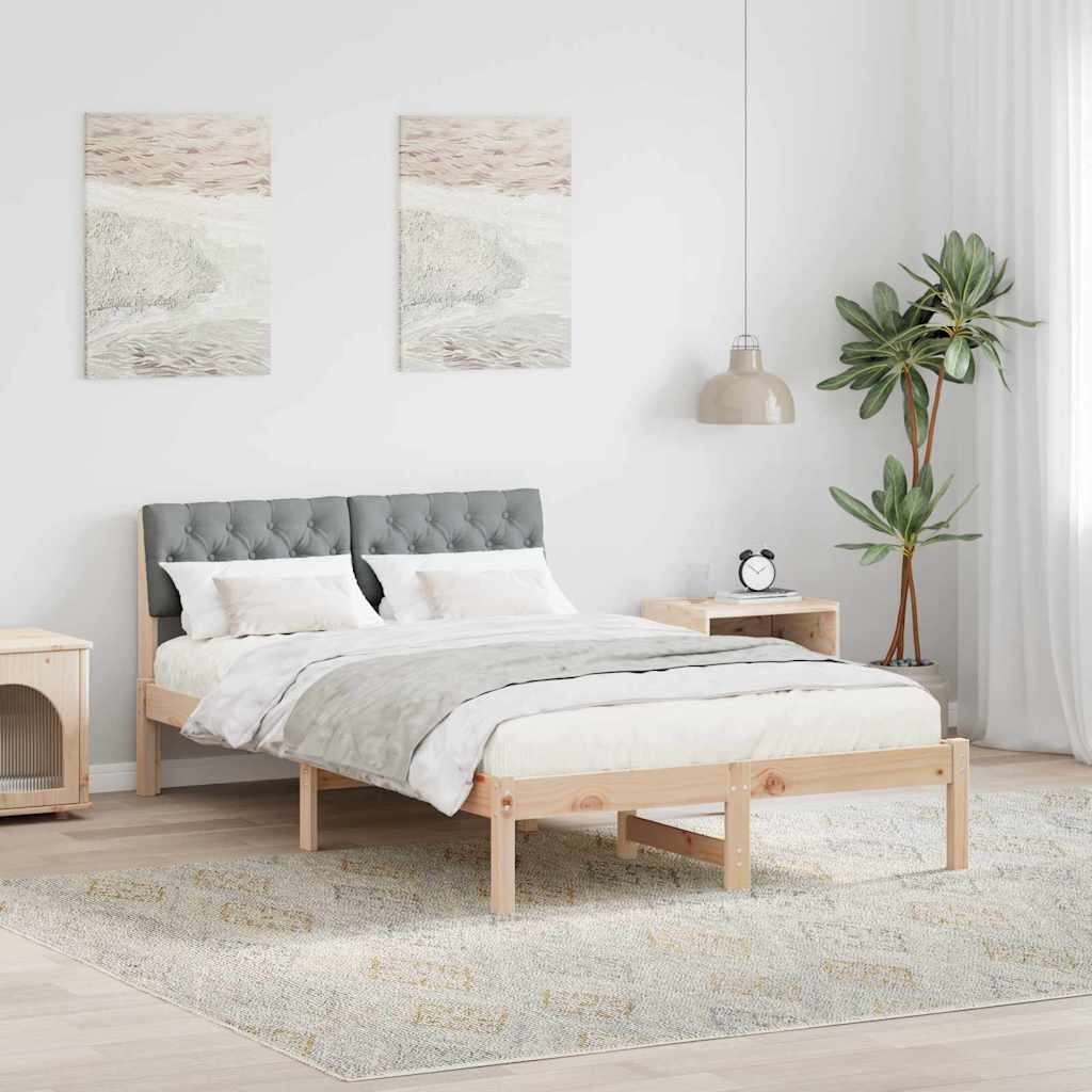 Bettgestell Braun und hellgrau 120 x 200 cm Massivholz Kiefer