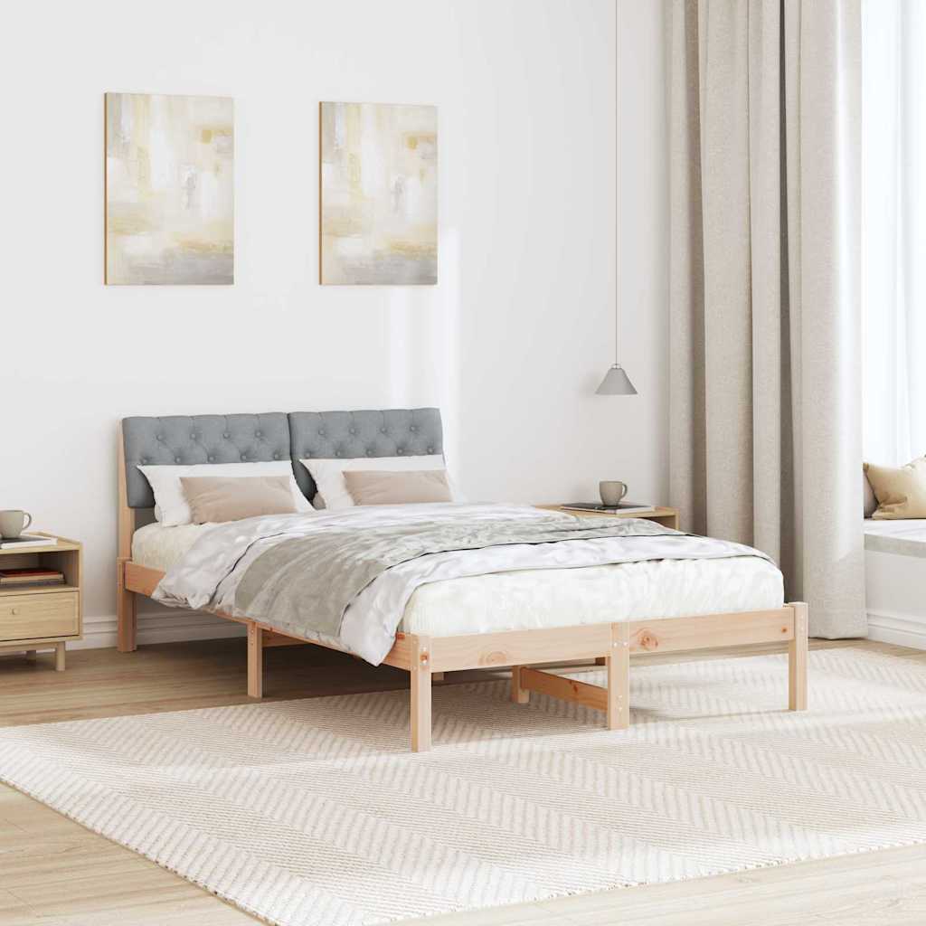 Bettgestell Braun und hellgrau 120 x 200 cm Massivholz Kiefer