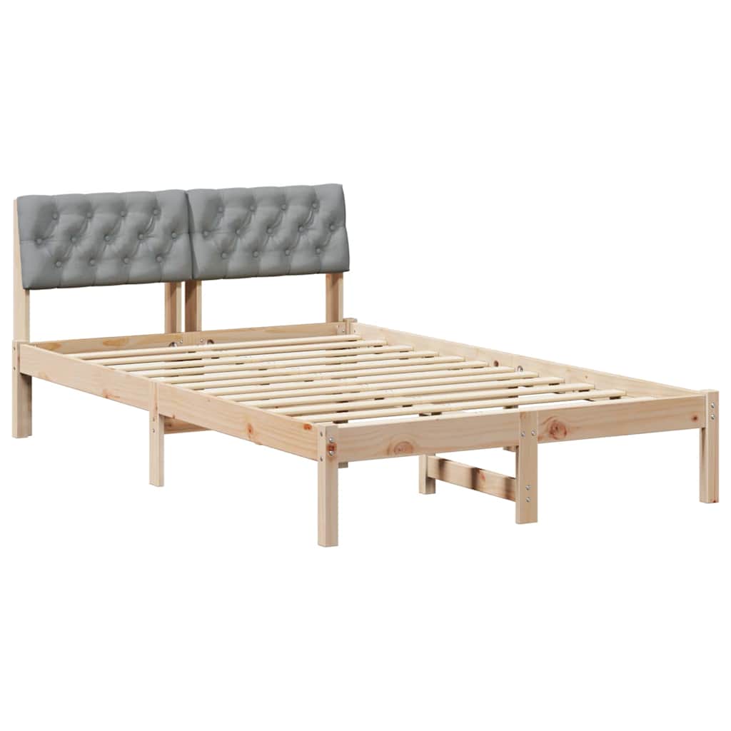 Bettgestell Braun und hellgrau 120 x 200 cm Massivholz Kiefer