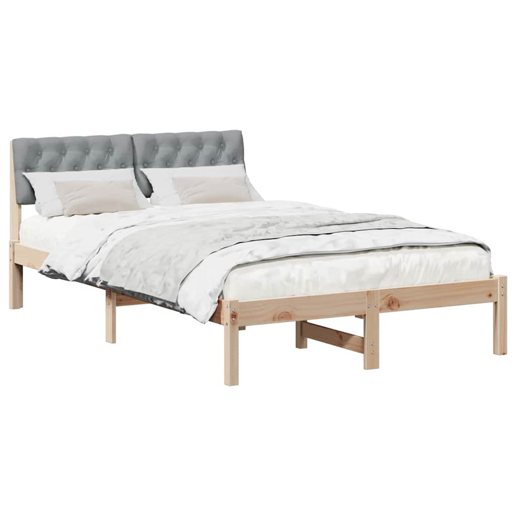 Bettgestell Braun und hellgrau 120 x 200 cm Massivholz Kiefer