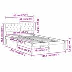 Bettgestell Braun und hellgrau 120 x 200 cm Massivholz Kiefer