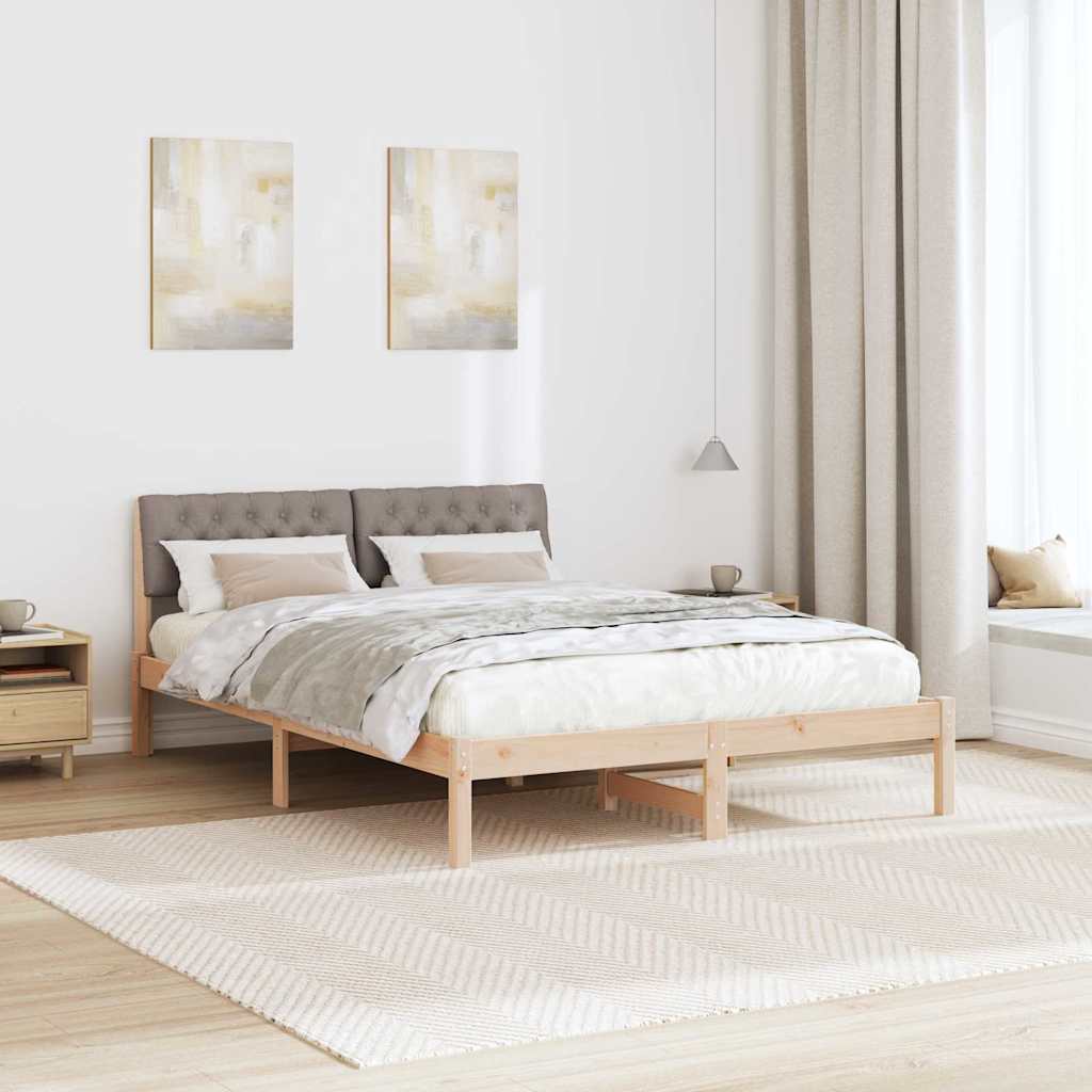 Bettgestell Braun und Taupe 140 x 190 cm Massivholz Kiefer