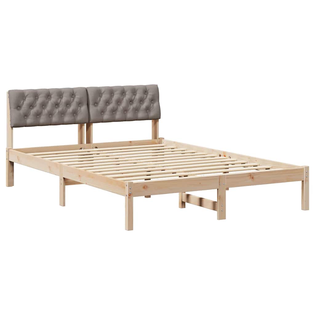 Bettgestell Braun und Taupe 135 x 190 cm Massivholz Kiefer