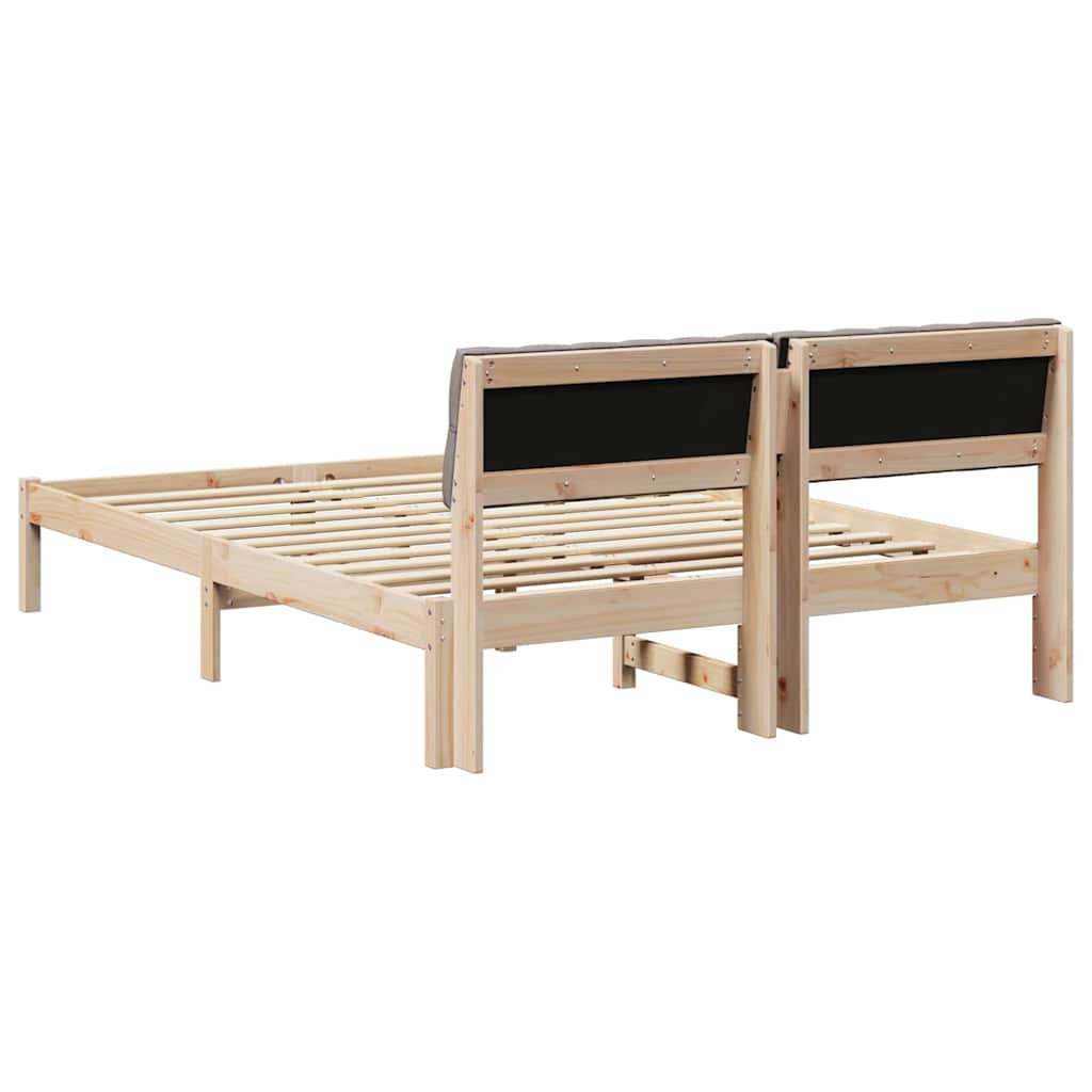 Bettgestell Braun und Taupe 135 x 190 cm Massivholz Kiefer