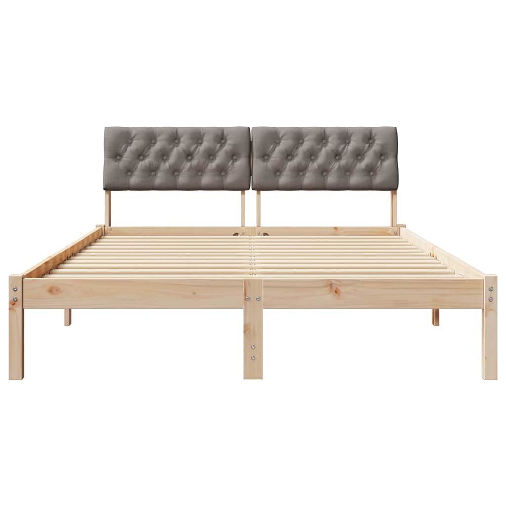 Bettgestell Braun und Taupe 135 x 190 cm Massivholz Kiefer
