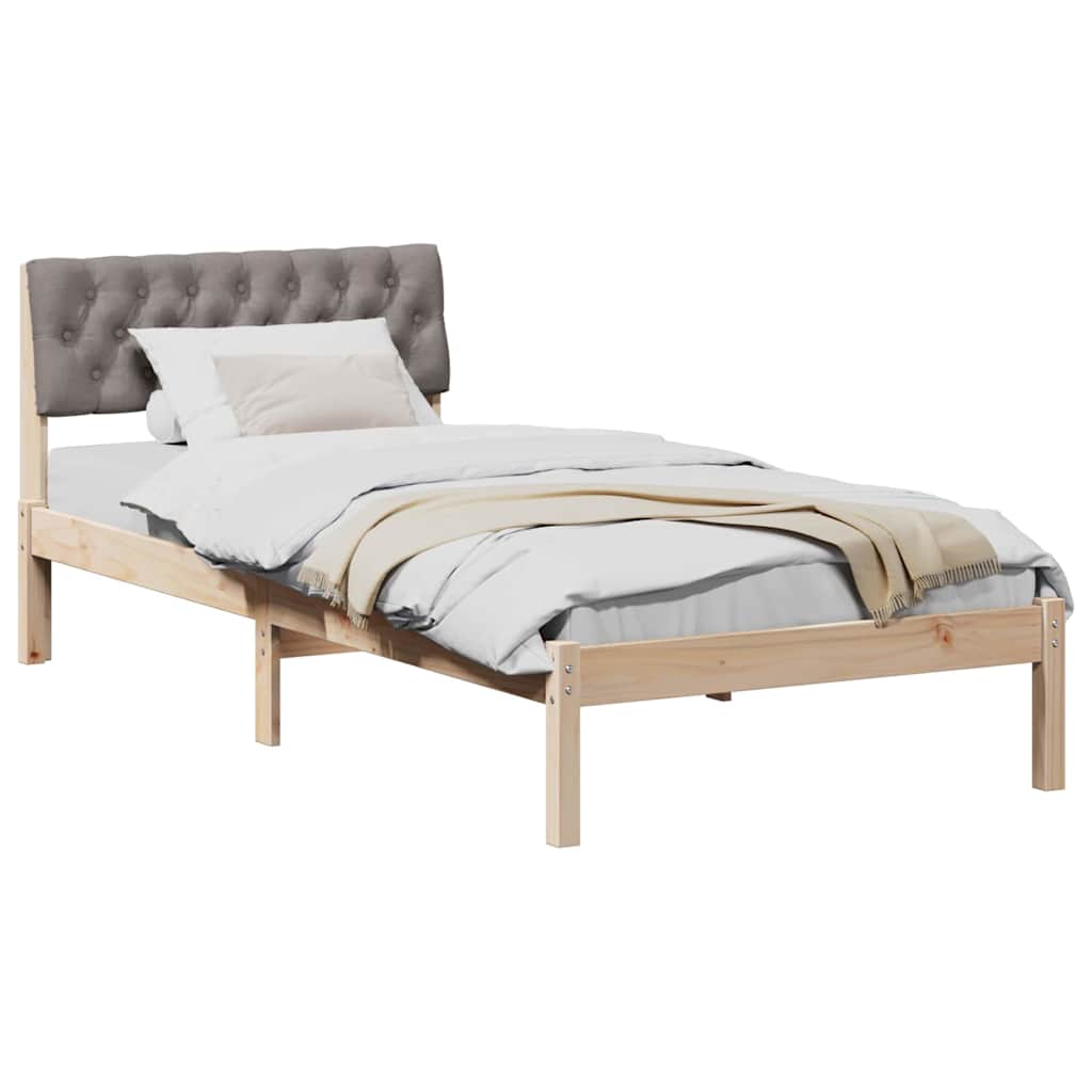 Bettgestell Braun und Taupe 90 x 190 cm Massivholz Kiefer
