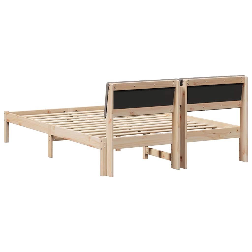 Bettgestell Braun und Taupe 135 x 190 cm Massivholz Kiefer