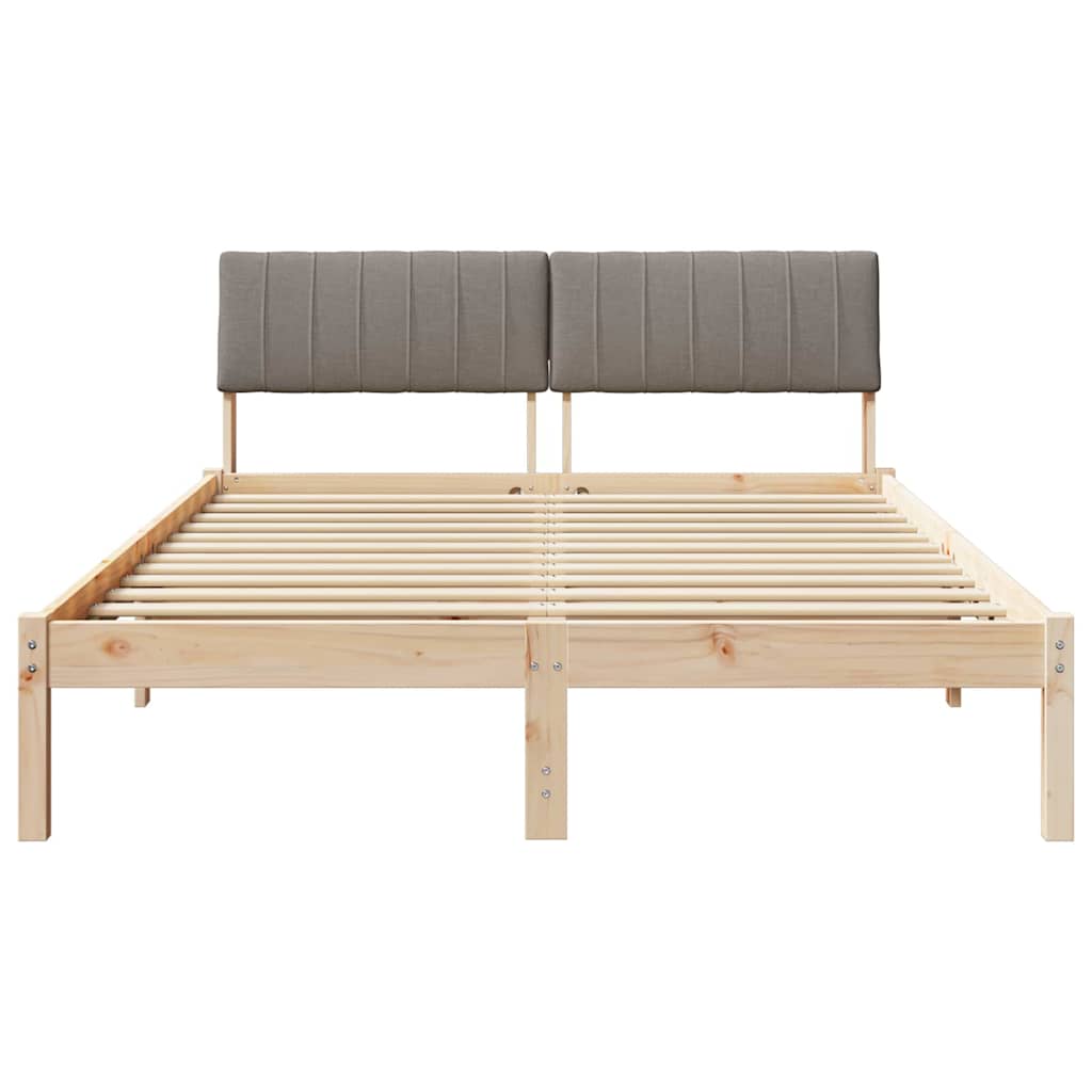 Bettgestell Braun und Taupe 135 x 190 cm Massivholz Kiefer
