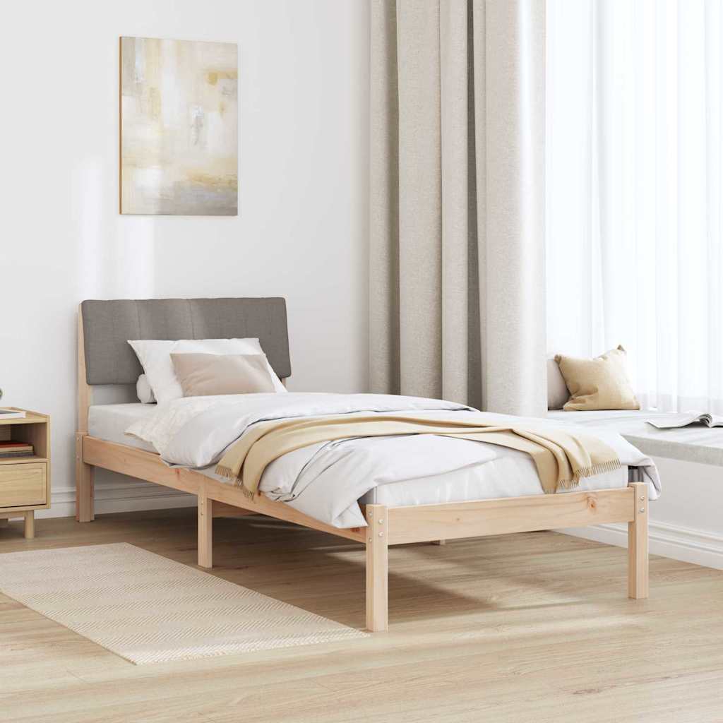 Bettgestell Braun und Taupe 75 x 190 cm Massivholz Kiefer