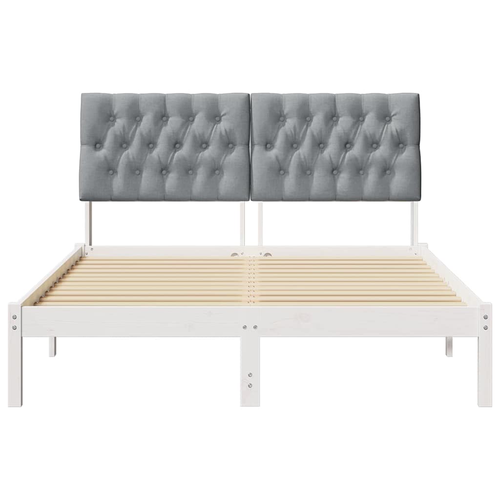 Bettgestell mit gepolstertem Kopfteil Weiß 135 x 190 cm
