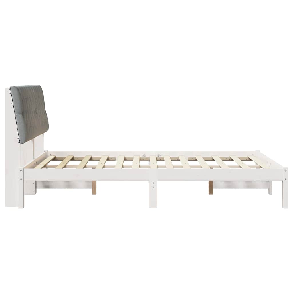 Bettgestell mit gepolstertem Kopfteil Weiß 135 x 190 cm