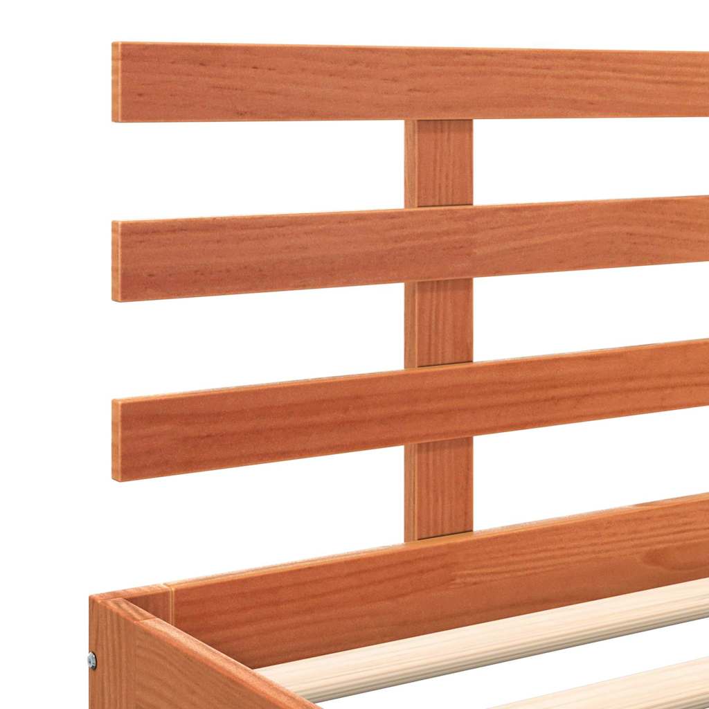 Bettrahmen Wachsbraun 203,5 x 205,5 x 69,5 cm Massivholz Kiefer