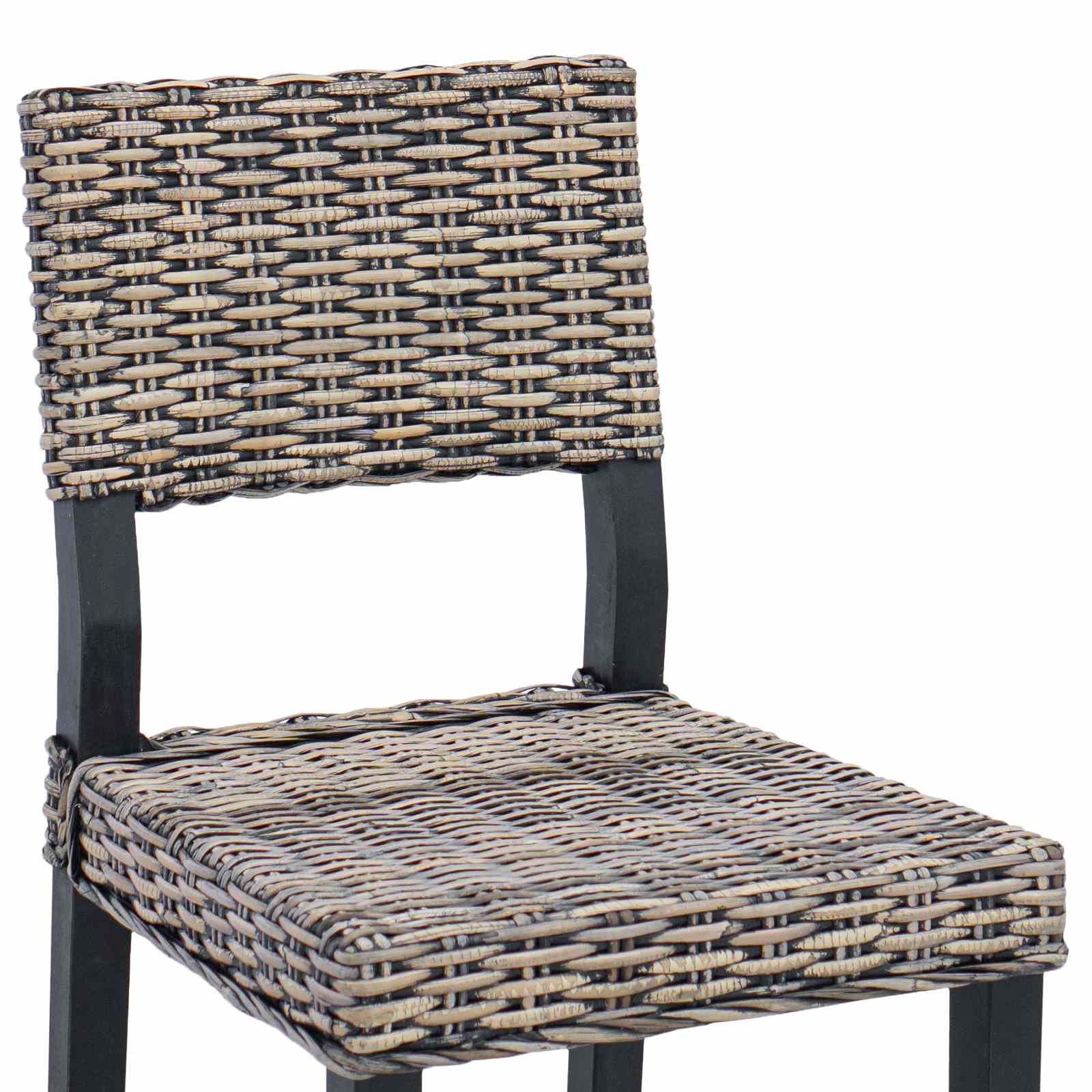 Esszimmerstuhl 2 pcs Kubu Rattan Schwarz gewaschen