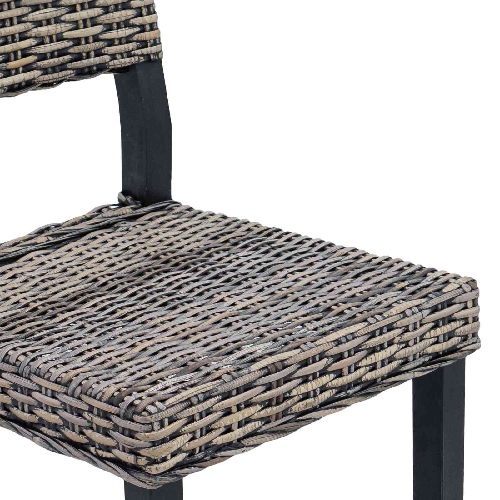 Esszimmerstuhl 2 pcs Kubu Rattan Schwarz gewaschen
