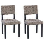 Esszimmerstuhl 2 pcs Kubu Rattan Schwarz gewaschen