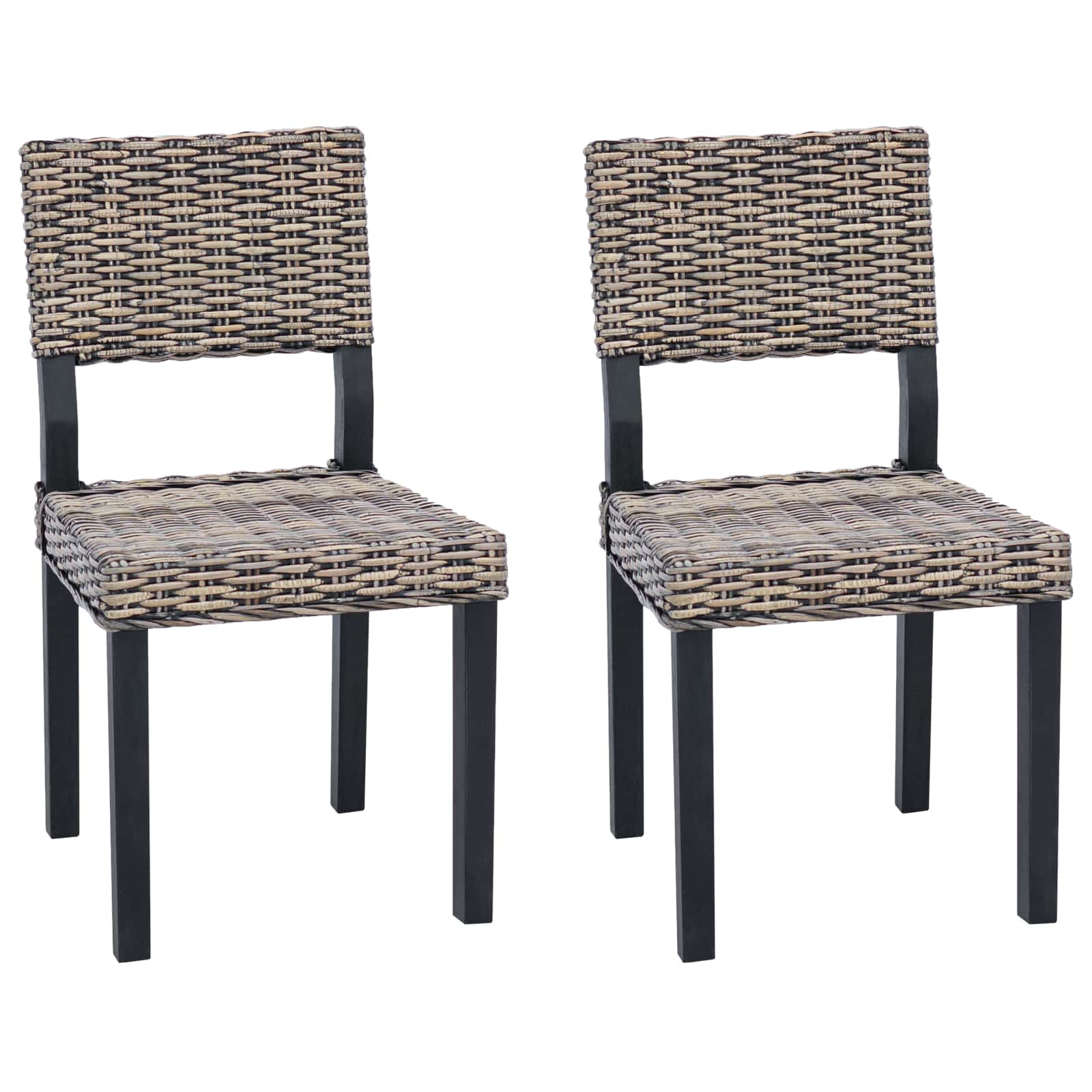 Esszimmerstuhl 2 pcs Kubu Rattan Schwarz gewaschen