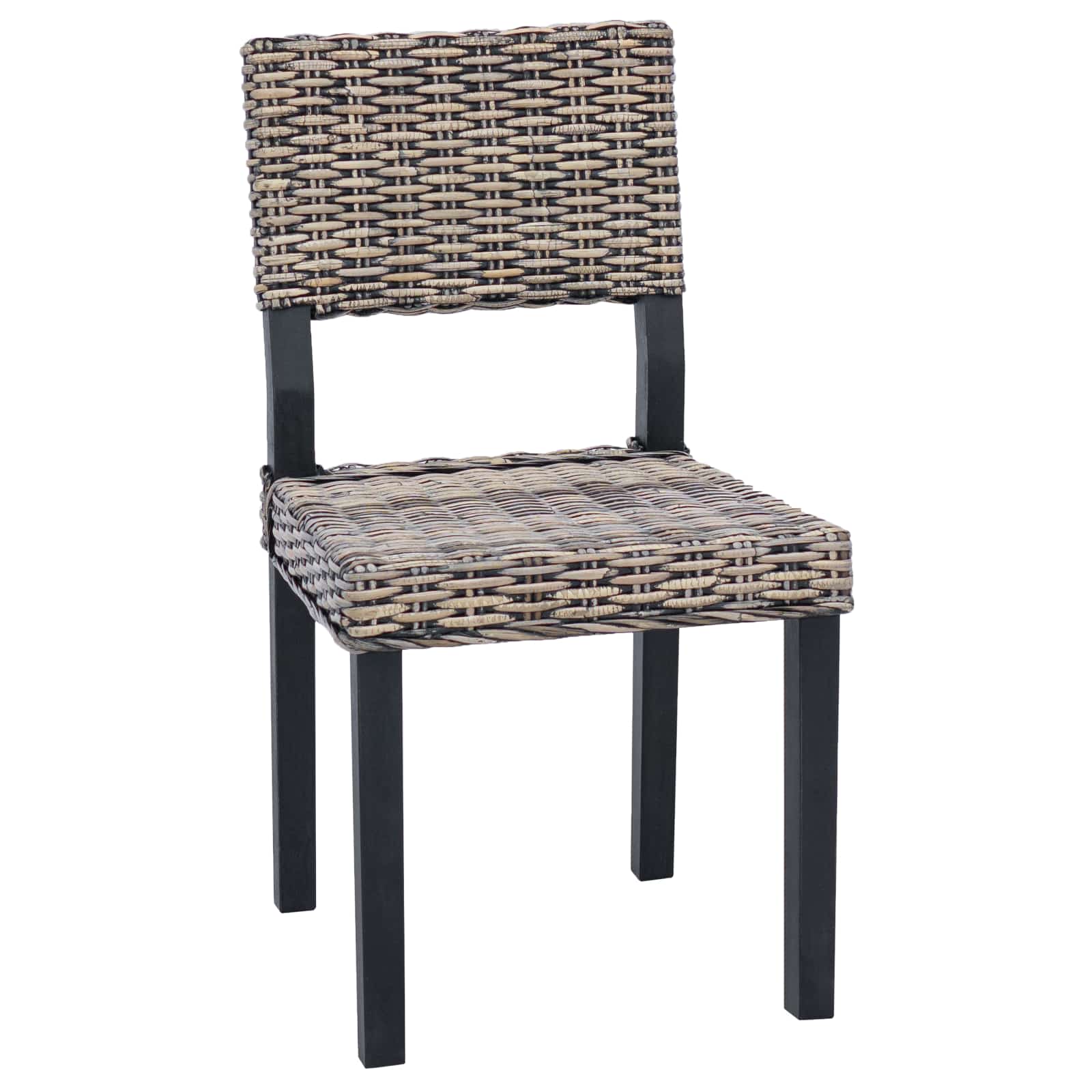 Esszimmerstuhl 2 pcs Kubu Rattan Schwarz gewaschen