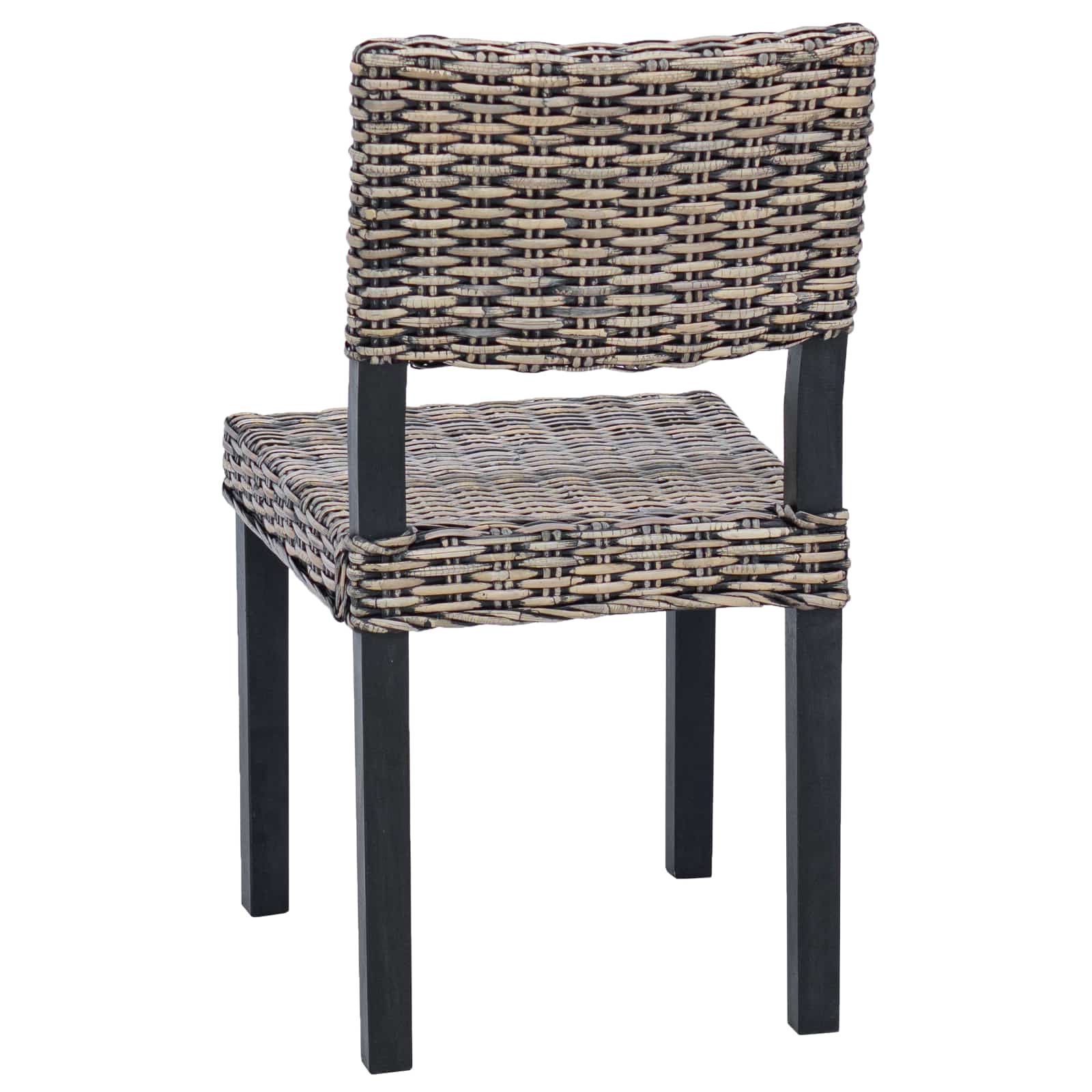 Esszimmerstuhl 2 pcs Kubu Rattan Schwarz gewaschen
