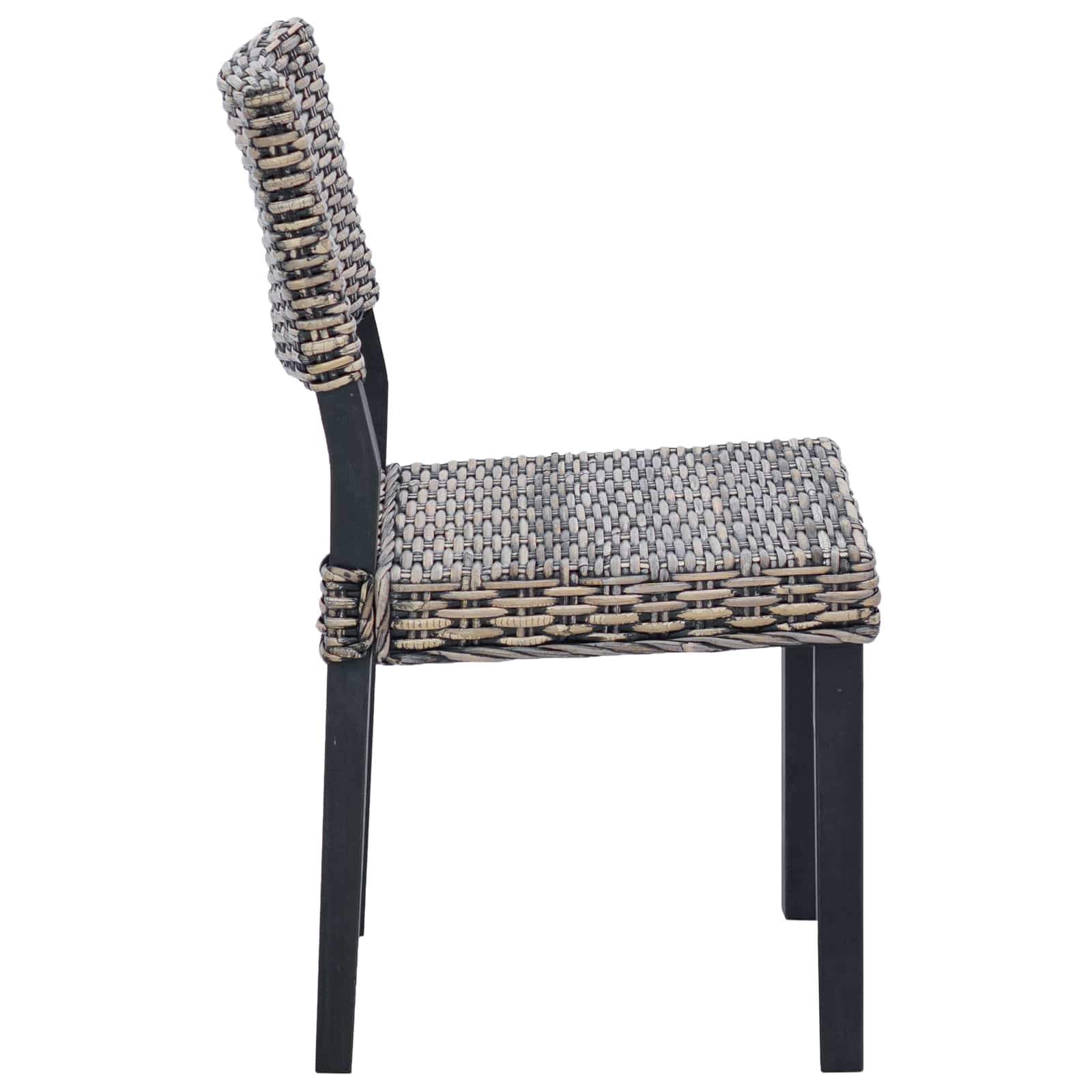 Esszimmerstuhl 2 pcs Kubu Rattan Schwarz gewaschen