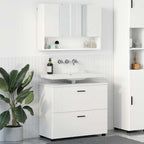 Badezimmermöbel-Set mit Regal 2 pcs Weiß Sperrholz und Metall