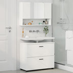Badezimmermöbel-Set mit Regal 2 pcs Weiß Sperrholz und Metall