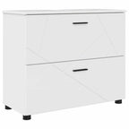 Badezimmermöbel-Set 2 pcs Hochglanz Weiß Sperrholz und Metall