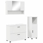Badezimmermöbel-Set mit Regal 3 pcs Weiß Sperrholz und Metall